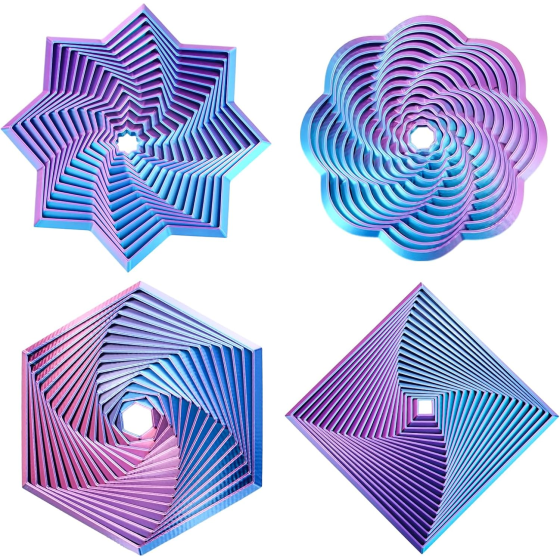 4 Pcs Fractal Fidget Hexagon,3D Printed Stress Relief Sensory Toys for ADHD,Autism,Kids&Adults,Whirling Spiral Design,Colorful Fidget Toy,Perfect for Holiday,Christmas,Birthday Gifts (Light Purple)