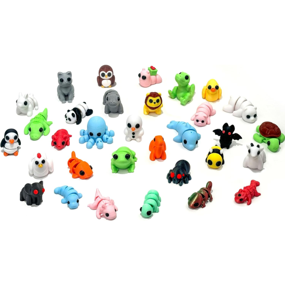 32pcs Mini Animal Figurines Set,3D Printed Articulated Flexible Fidget Toy, Figurines Toy,Cute Animal Toys for Home, Office, Decor