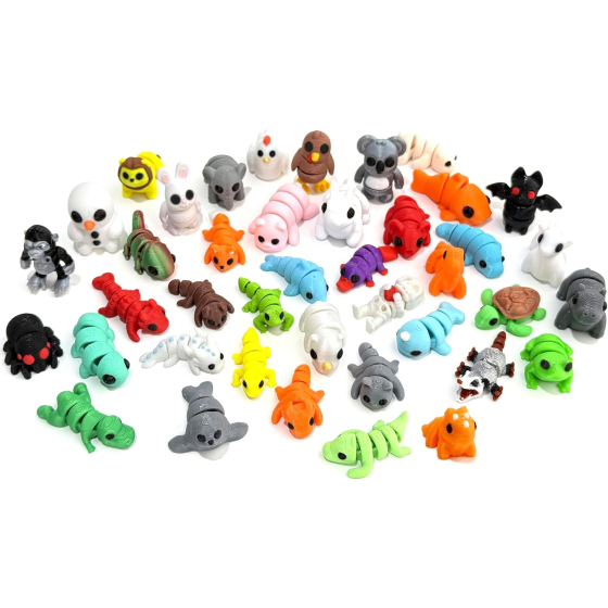 Mini Animal Figurines Set,3D Printed Little Animals Articulated Flexible Fidget Toy,Mini Animal Figurines Toy,Cute Animal Toys for Home, Office, Decor