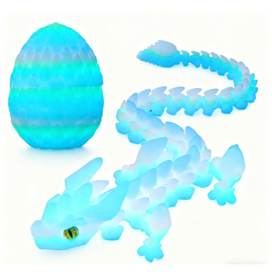 3D Printed Dragon Eggs with Dragon Inside - 12Inch,Articulated Fidget 3D Printed Animals, Interesting Decorative Gift, Christmas Ornament & Stocking Stuffers(Glow in The Dark)