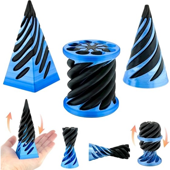 Impossible Cone,Spiral Cone Fidget Toy Impossible Pyramid Passthrough Toy,3D Printed Spiral Cone Fidget Toy,Mini Vortex Thread Illusion Desktop Deco Souvenir Gift for Anxiety Relaxing